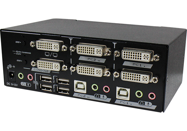 2-Port Dual-Display DVI KVM Switch with USB 2.0 and Audio (DADG-122)