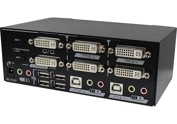 2-Port Dual-Display DVI KVM Switch with USB 2.0 and Audio (DADG-122), view 1