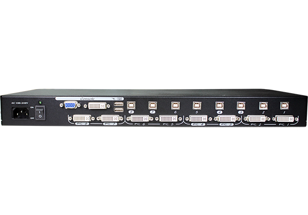 8-Port DVI KVM Switch with OSD, USB and Built-In Power (DUNV-108QD)