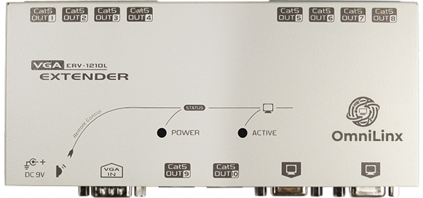 10-Port VGA Extender Transmitter over CAT.x with IR Control (ERV-1210L)