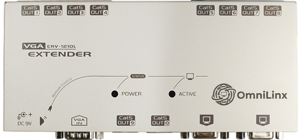 10-Port VGA Extender Transmitter over CAT.x with IR Control (ERV-1210L), view 1
