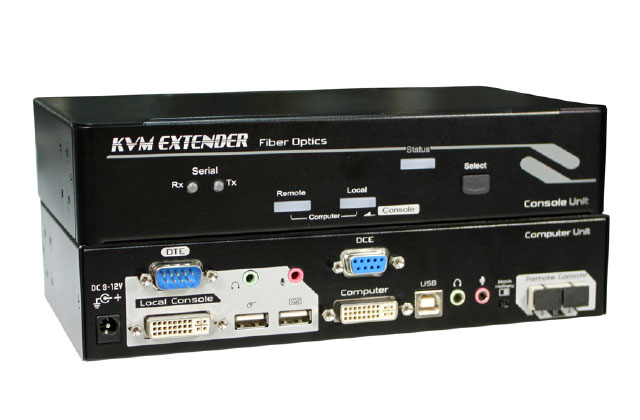 DVI KVM Extender over Multi-Mode Fiber with Local Console, Serial and Audio (FXDAS-2022)