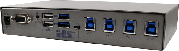 4-Port USB 3.2 Gen 1 Switch with Hotkey, Serial and IR Control (USW-K334), view 1