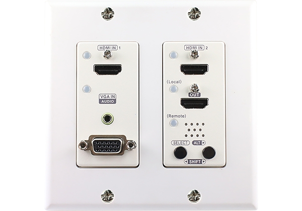Wall Plate 4K HDBaseT Transmitter with 3-Input Switch, 70 m (PoC) (EVBMV-A1371WL), view 1