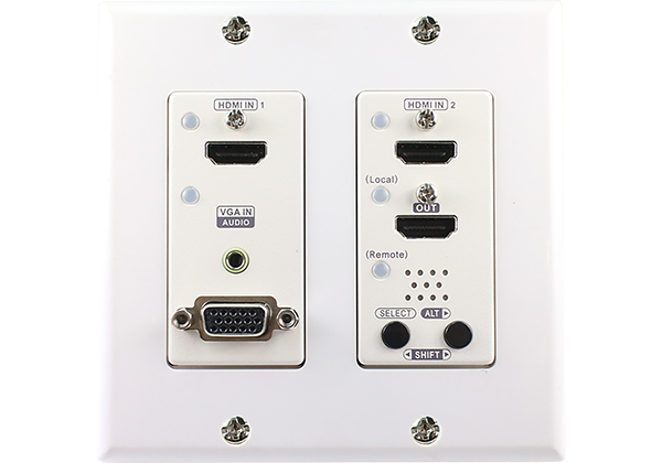 Wall Plate 4K HDBaseT Transmitter with 3-Input Switch, 100 m (PoC) (EVBMV-A1391WL)
